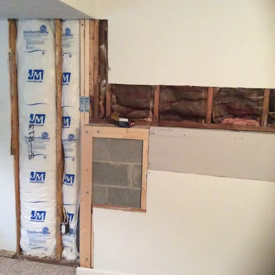 Wall insulation replacement during Basement Flood Cleanup in DeSoto